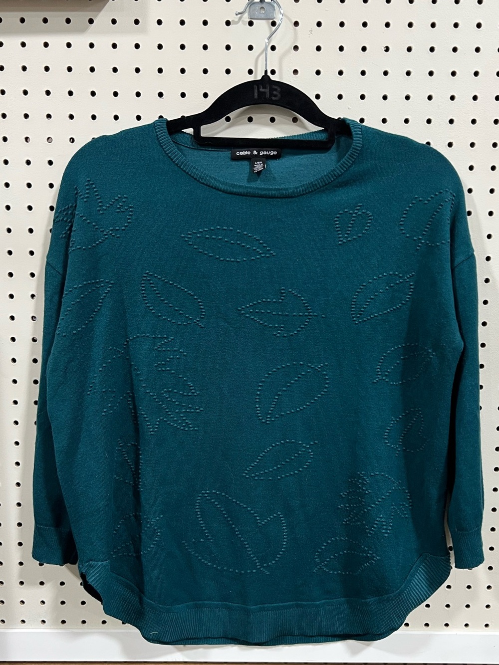 Cable & Gauge Teal Crewneck Knit Sweater